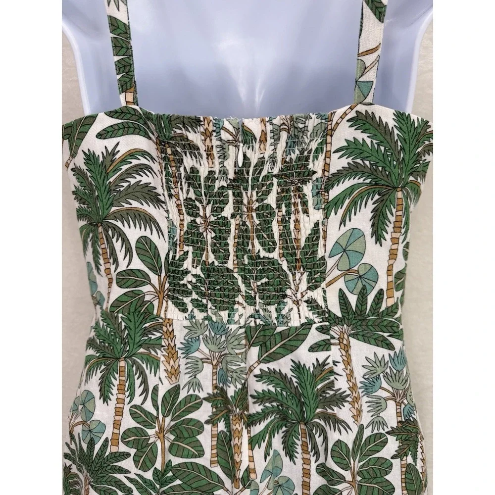 Boden Women's Lola Strappy Linen Jumpsuit  Palm Tree Print Size 6R